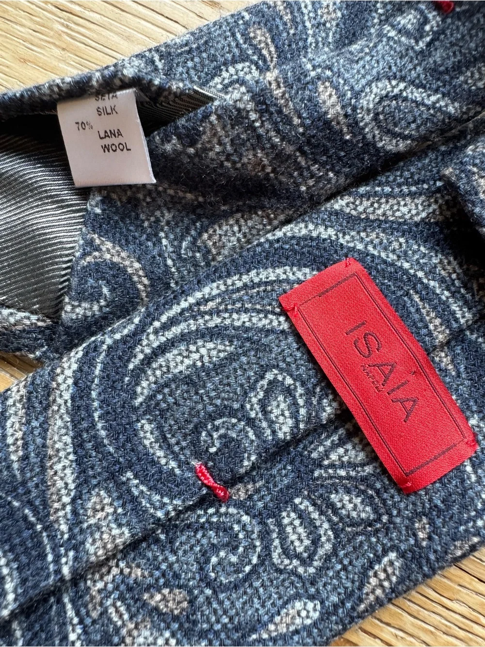 🔥STUNNING ISAIA Napoli NEW  Paisley Textured Wool/Silk tie 3” wide Price Firm